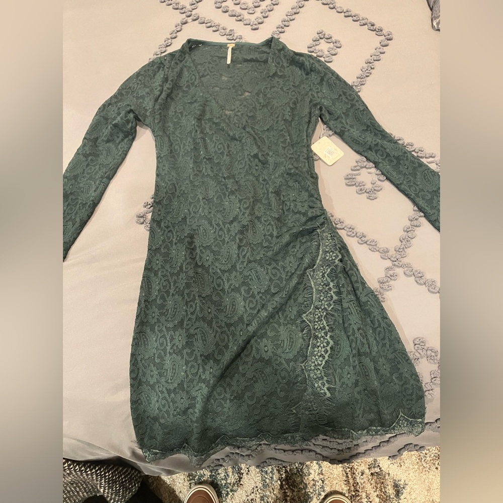 Green velvet dress free the people
